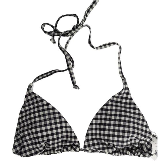 Andie Swim String Bikini Top Black and White Gingham Check M NWT - Picture 4 of 6